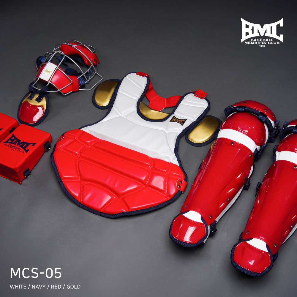 BMC 비엠씨 2024 프로 스리즈 MCS-05 야구 포수 장비 세트 콤비 화이트/레드